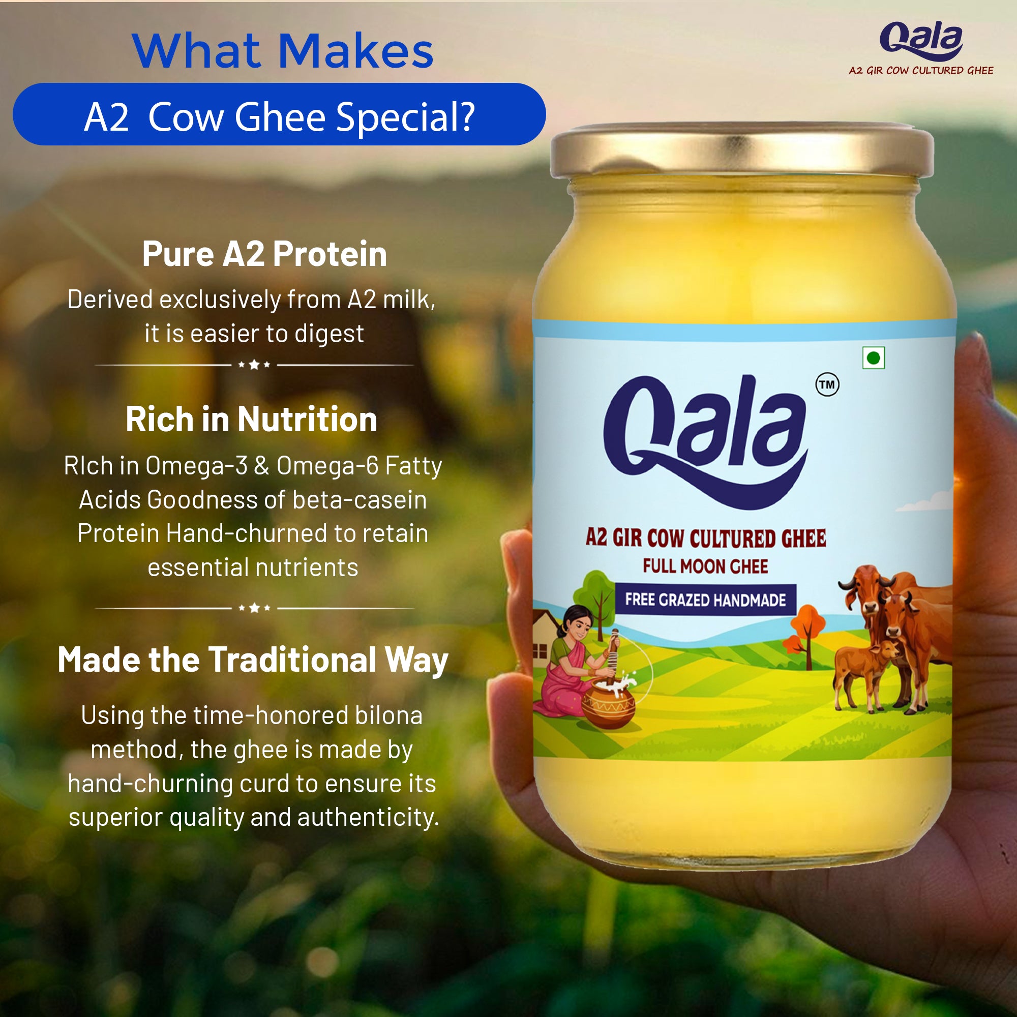 A2 Gir Cow Cultured Ghee 1 Ltr