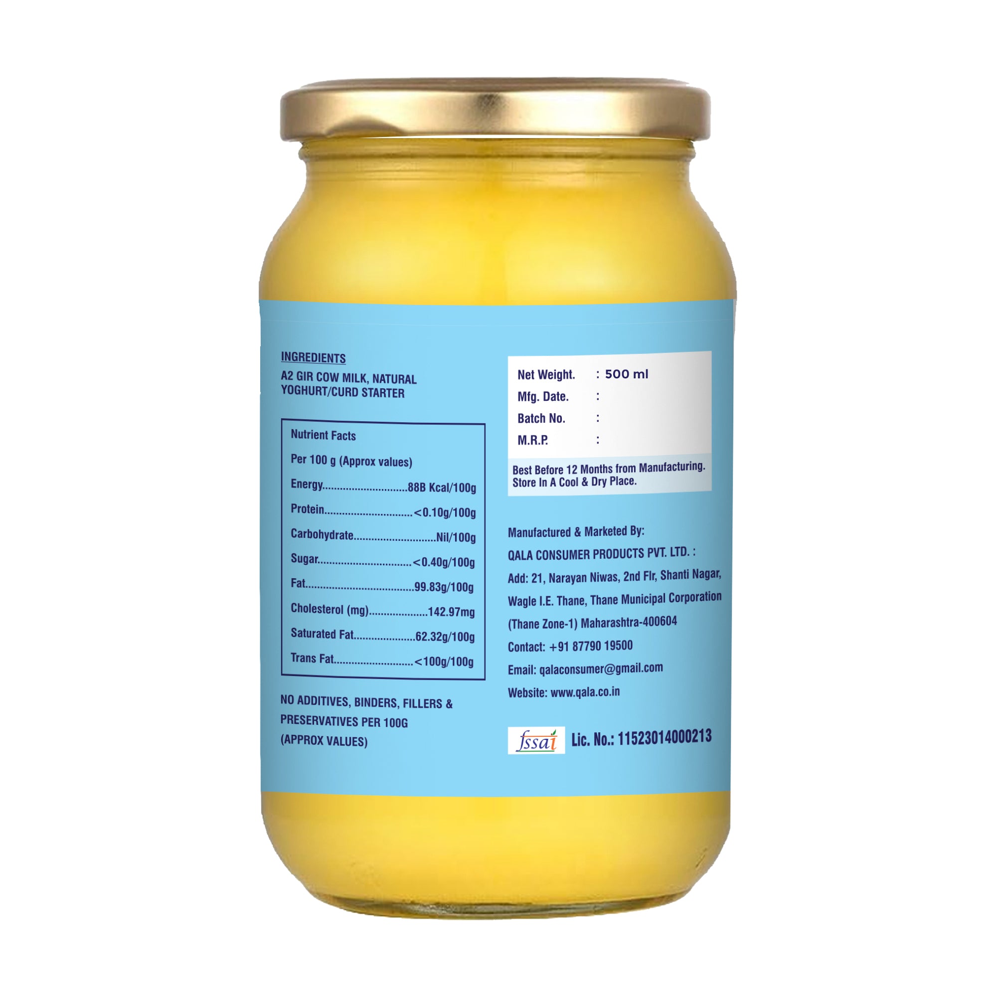 A2 Gir Cow Cultured Ghee 500 ml