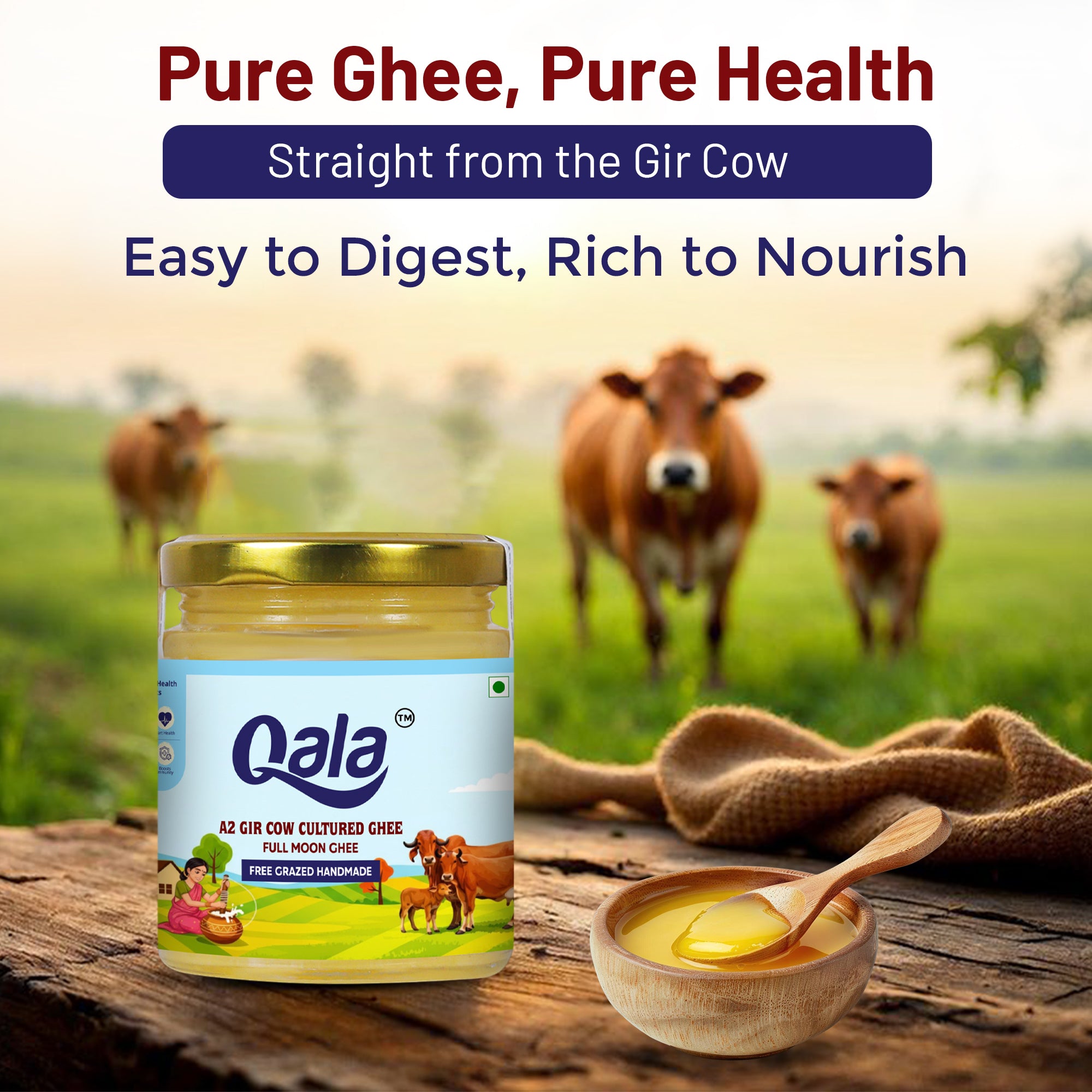 A2 Gir Cow Cultured Ghee 150 ml