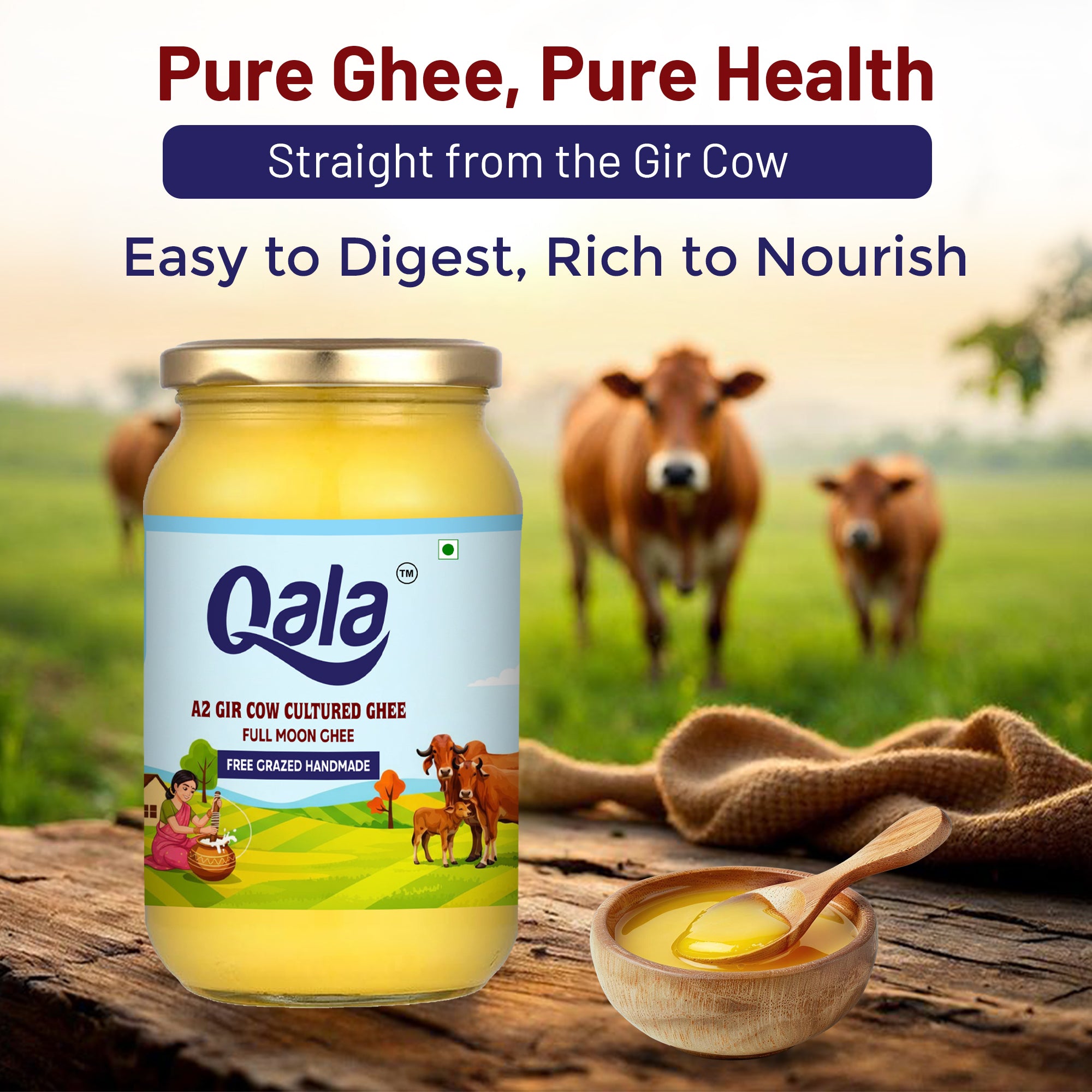 A2 Gir Cow Cultured Ghee 1 Ltr